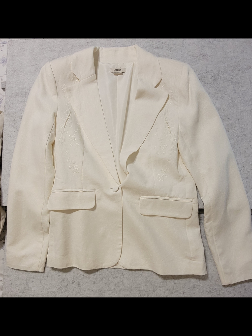 Jason Wu The Classics Embroidered Off-White Linen Blend Blazer Size Small - Picture 8 of 16